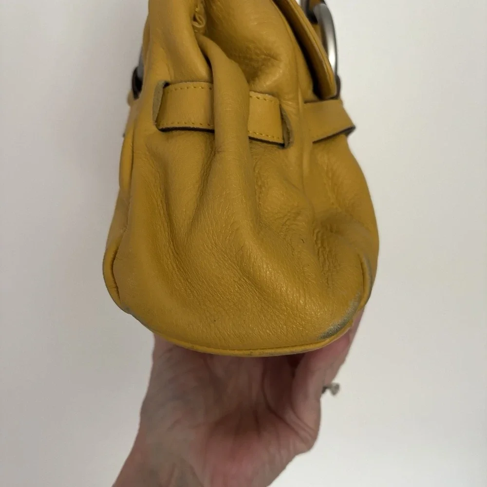 Fabrizio Poker Yellow Y2K Soft Leather Purse Shoulder Bag Made In Italy